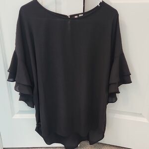 Talbot Black Ruffle Sleeve Top